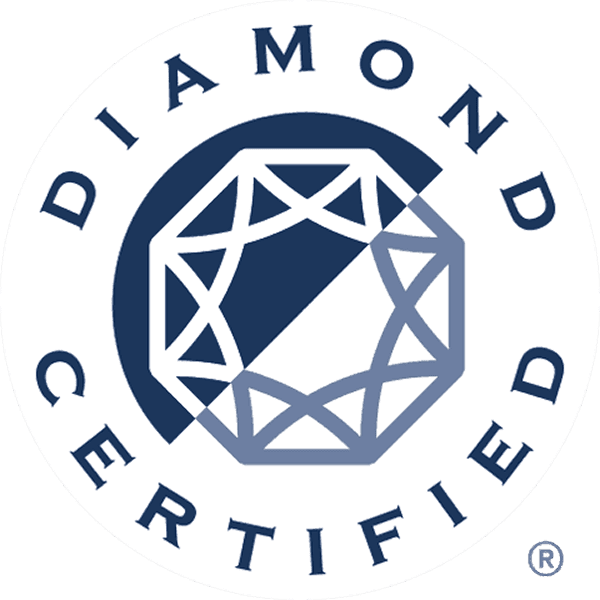 Diamond Certified logo in blue and white.