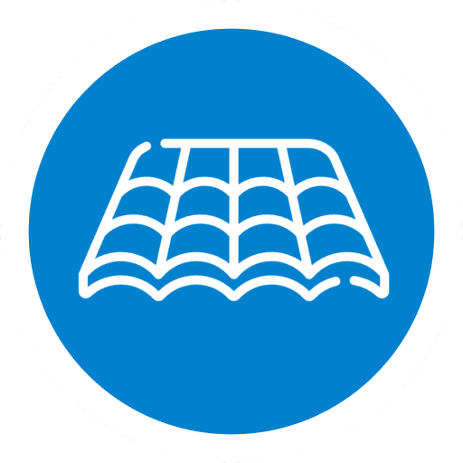 Illustration of a roof on blue background.